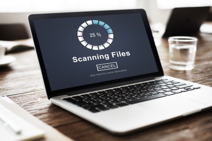 Laptop scanning for malware or viruses