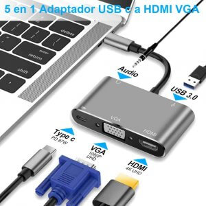 5 in 1 USB c adapter with HDMI and VGA