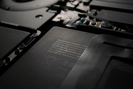 Close up image of laptop battery