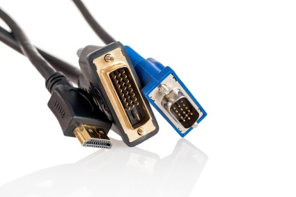 Various types of cables for connecting a laptop to a monitor