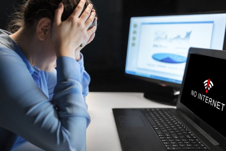 Person having an internet problem on laptop