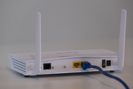 Lan cable connected to Wi-Fi router