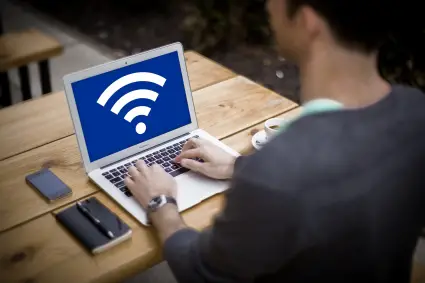 Laptop connecting to a Wi-Fi network