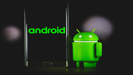 Android phone featuring the recognizable Android logo on the screen