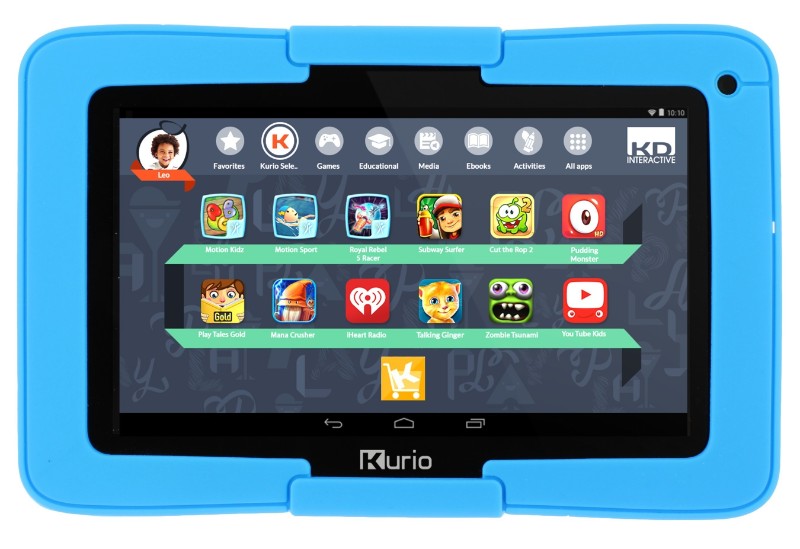 Kurio tablet showing game apps on screen