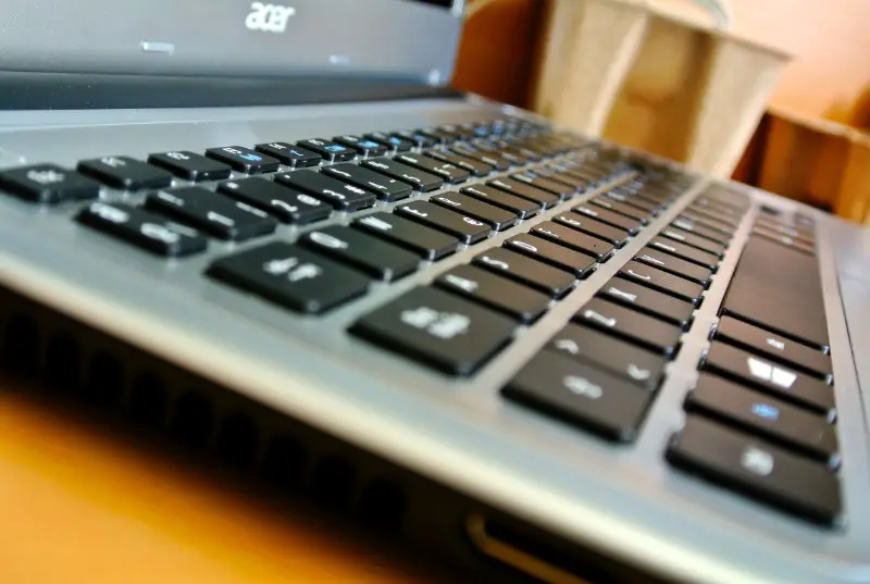 Close-up of Acer laptop keyboard