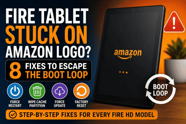 fire tablet stuck on amazon logo