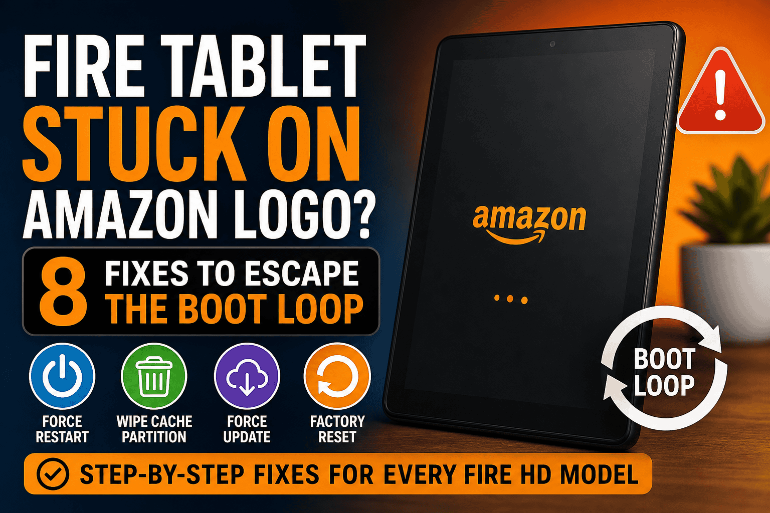 fire tablet stuck on amazon logo