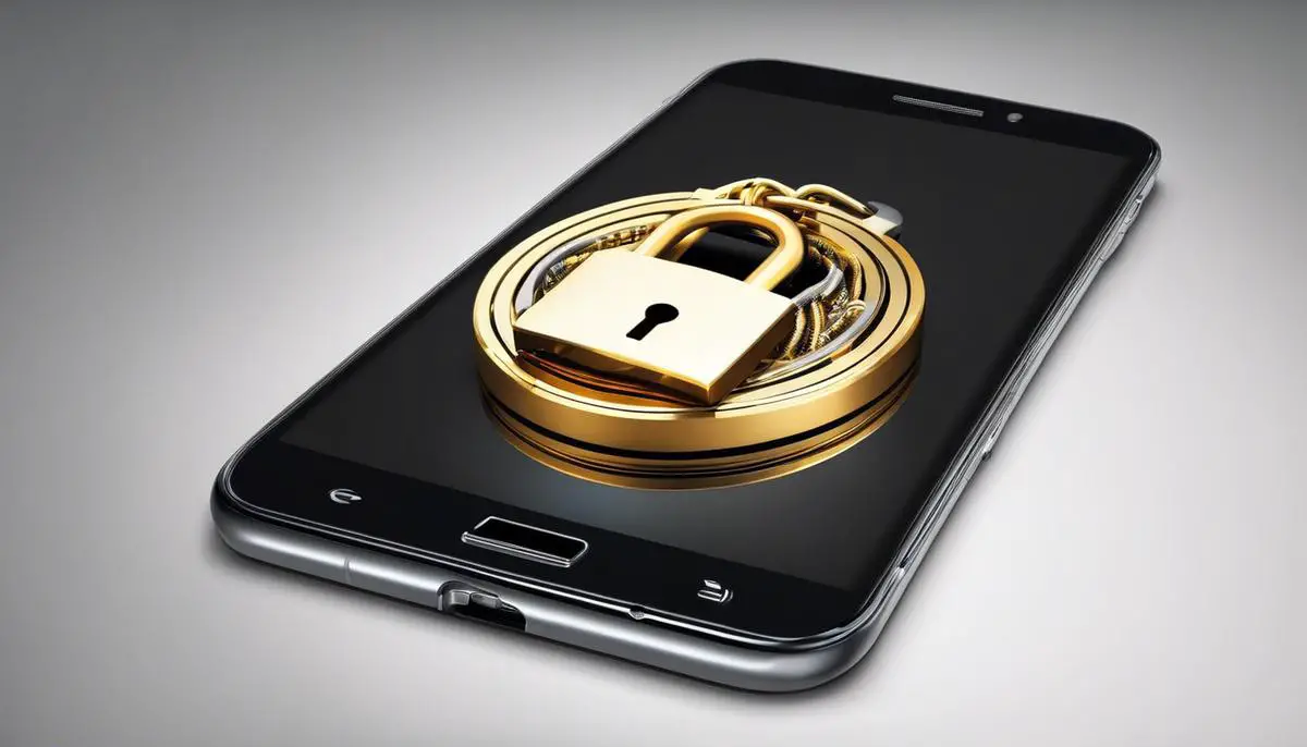 Illustration of a smartphone with a padlock symbol to represent Factory Reset Protection